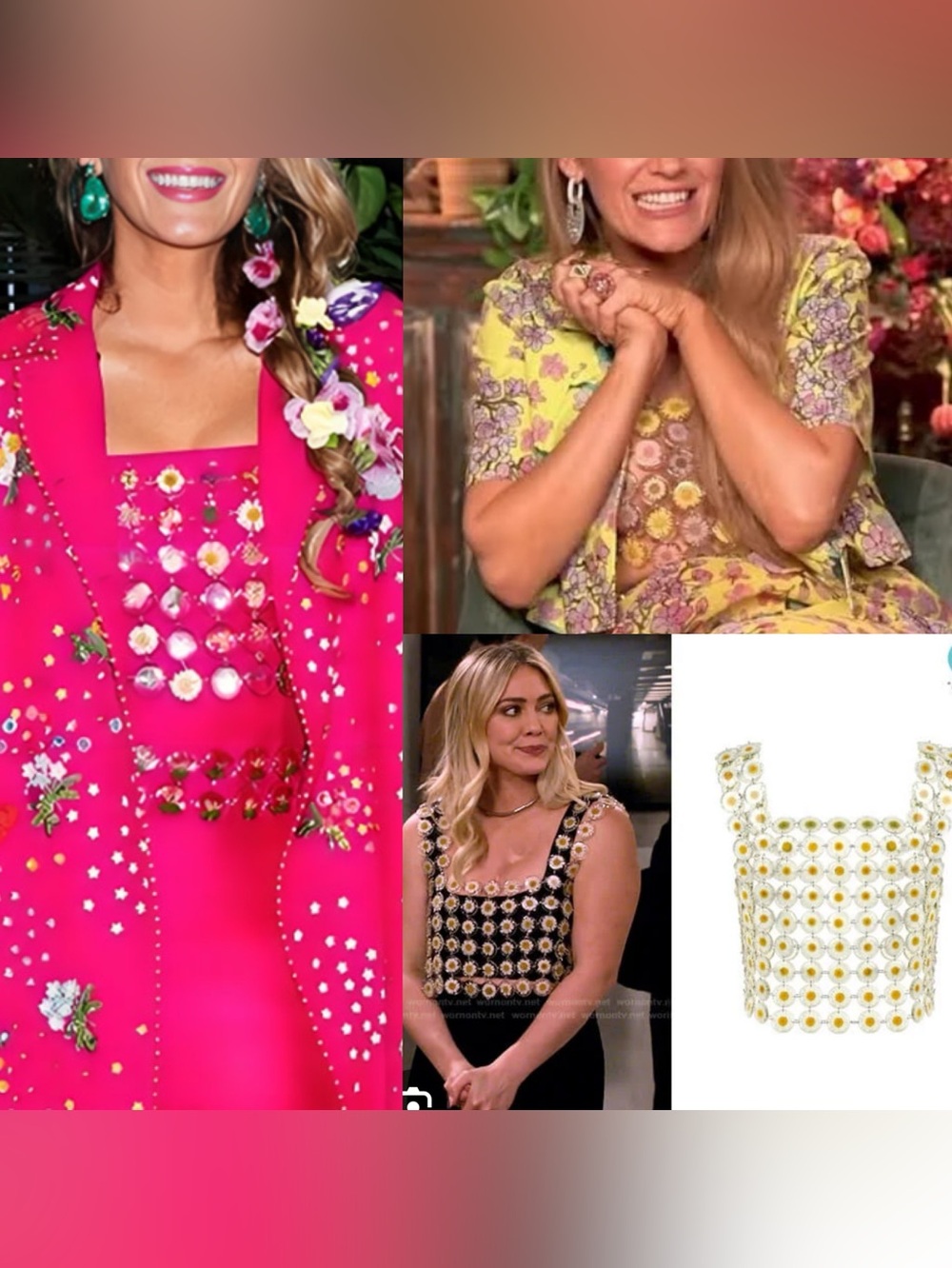 Dauphinette Neon Daisy Chainmaille Crop Top aso Hilary Duff Aso Blake Lively M